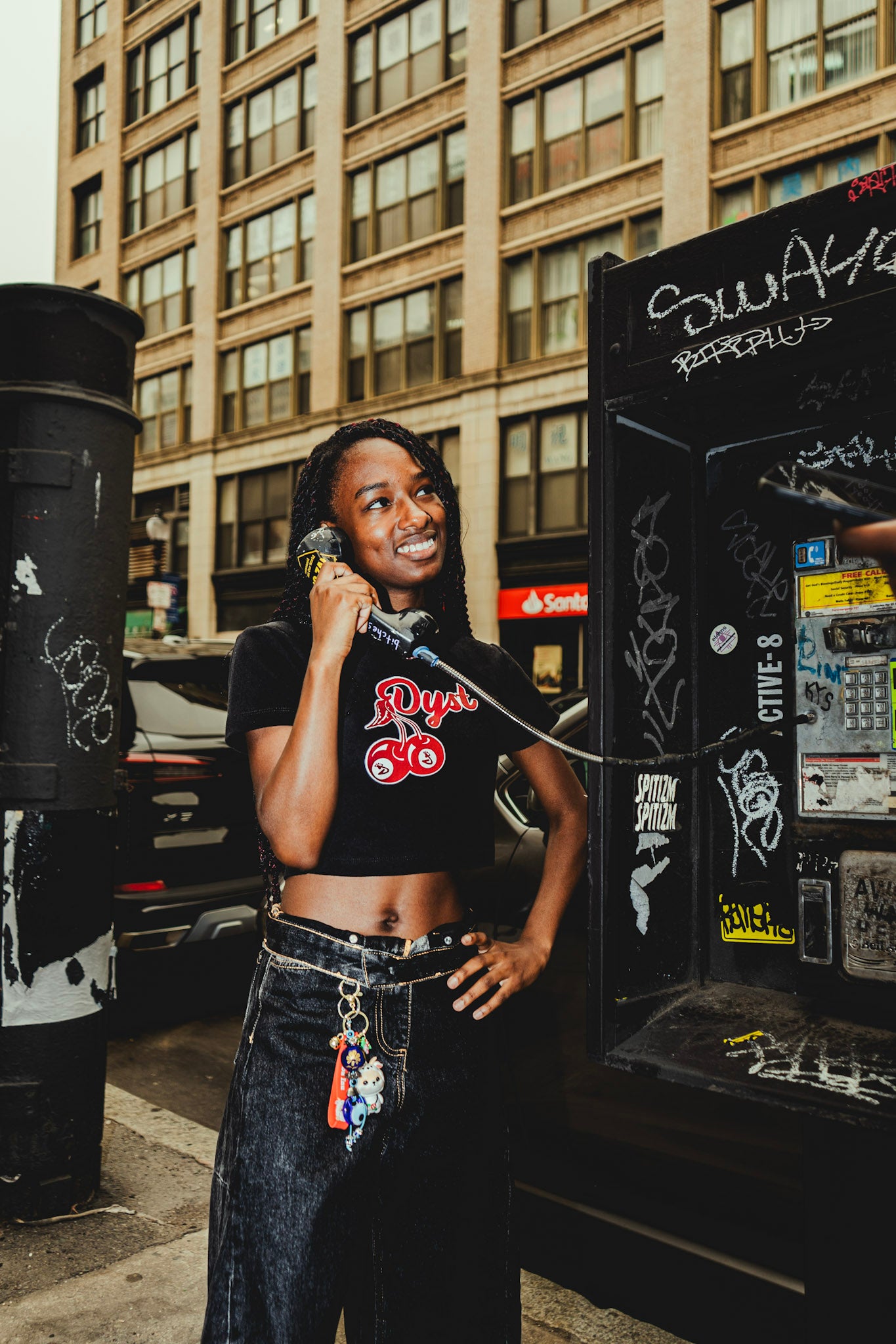 CHERRY CROP TOP [BLACK]