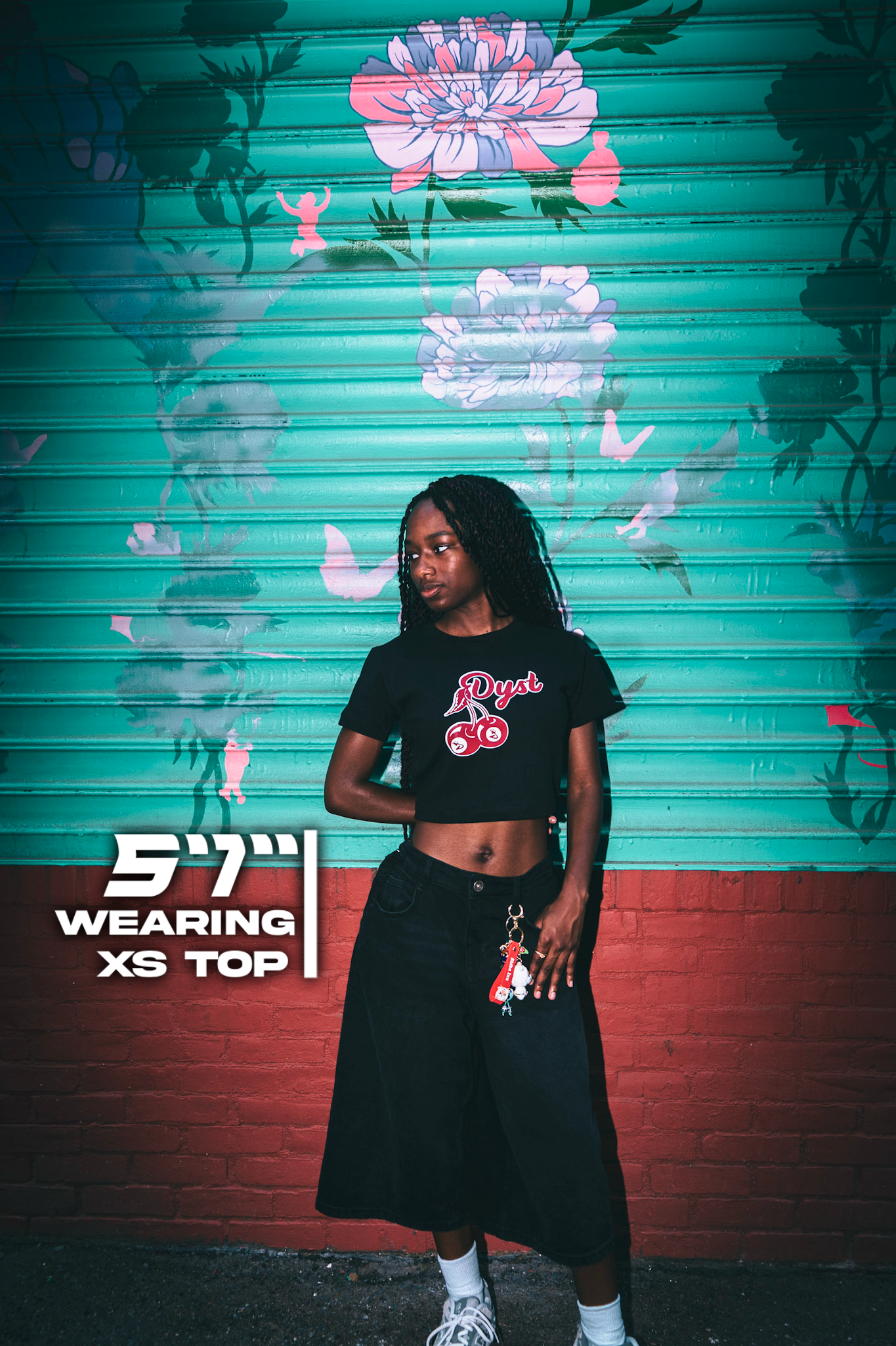 CHERRY CROP TOP [BLACK]